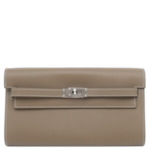 エルメス HERMES 長財布 ケリーウォレット ロング トゥーゴー エバーカラー エトゥープ シルバー金具 グレージュ 2024年製 W 【箱】 【中古】未使用保管品