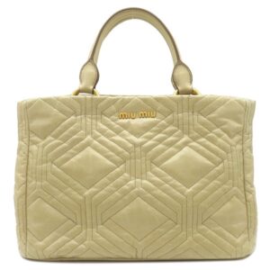 ミュウミュウ MIU MIU 2WAYバッグ ヴィッテロ シャイン トート レザー ベージュ ゴールド金具 ハンドバッグ ショルダー RN0928 【保存袋】 【中古】中古品