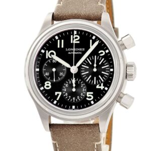 ロンジン LONGINES ヘリテージ コレクション アヴィゲーション ビッグアイ L2.816.4.53.2 クロノグラフ メンズ 腕時計自動巻き ブラック 【中古】