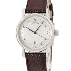 クロノスイス CHRONOSWISS カイロス レディ CH2023K OH済 ギョーシェ 青針 デイト アラビア コインエッジ レディース 腕時計自動巻き シルバー 【中古】中古美品