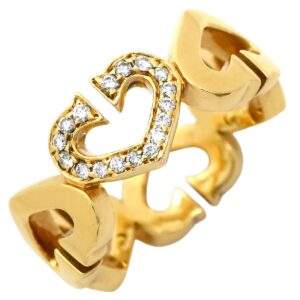 カルティエ Cartier リング 指輪 Cハート ダイヤ イエローゴールド ＃49(JP9) 750 YG 18金 18K メレダイヤ 8号 【中古】中古品