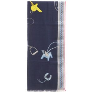 エルメス HERMES ストール レクタングル カシミヤ シルク マリン×シエル×フューシャ 【Et Gris Gris/エ グリグリ】 【箱】 【中古】