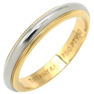 ティファニー Tiffany & Co リング 指輪 ミルグレイン バンドリング プラチナシルバー×イエローゴールド プラチナ PT950 750 YG T＆Co. 16.5号 【中古】新品同様品