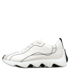 エルメス HERMES スニーカー アンヴォル キャンバス スウェード ホワイト #41 白 黒 Envol ソルド品 H221894Z 【保存袋】 【中古】新品同様品