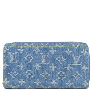 ルイヴィトン LOUIS VUITTON 長財布 ジッピーウォレット モノグラムデニム ブルー ゴールド金具 LV リミックス ラウンドファスナー M82958 RFID 【箱】 【中古】