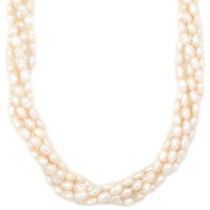 タサキ TASAKI ネックレス 淡水パール ネックレス 5連 パールホワイト×シルバー タサキ シルバー オーバル 真珠 五連 5層 【ケース】 【中古】