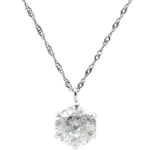 ネックレス 一粒 ダイヤペンダント 1.0ct プラチナシルバー Pt999 1ct ダイヤ 一粒石 ラウンドブリリアントカット 【中古】