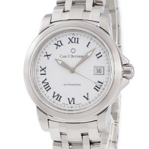 カール F ブヘラ Carl F. Bucherer パトラビ オートデイト 10617.08A ホワイト ローマン シースルーバック メンズ 腕時計自動巻き ホワイト 【中古】中古美品