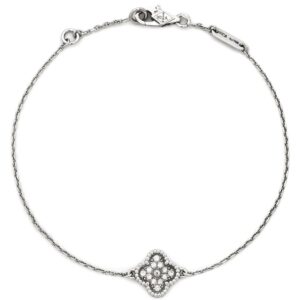 ヴァンクリーフアーペル Van Cleef & Arpels ブレスレット スウィート アルハンブラ ホワイトゴールド Au750 18K WG ダイヤモンド 12石 VCARO85600 【保証書】 【中古】中古美品