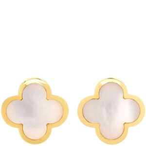ヴァンクリーフアーペル Van Cleef & Arpels ピアス ピュア アルハンブラ パールホワイト×イエローゴールド Au750 18K 18金 白 シェル VCARA38800 【保証書】 【中古】