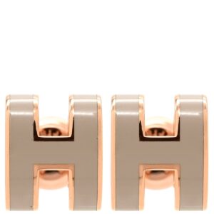 エルメス HERMES ピアス ポップアッシュ Hピアス ミニ GP エナメル マロングラッセ×ローズゴールド ピンクゴールド H型 【箱】 【中古】