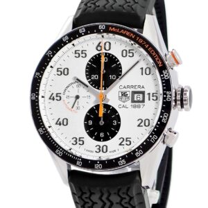 タグホイヤー TAG Heuer カレラ 1887 クロノグラフ マクラーレン 40周年記念 CAR2A12.FT6033 ホワイト 限定 メンズ 腕時計自動巻き ホワイト 【中古】中古美品