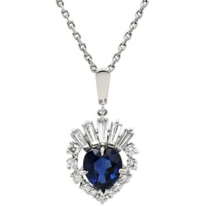 ミキモト MIKIMOTO ネックレス サファイア ダイヤ ハートペンダント ブルー×プラチナシルバー MIKIMOTO PT 他社製ネックレス 【中古】中古品