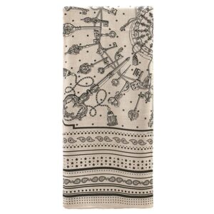 エルメス HERMES ストール カレ140 カレジェアン カシミヤ シルク ナチュラル×ブラック 【 LES CLES BANDANA/レ クレ バンダナ】 【箱】 【中古】