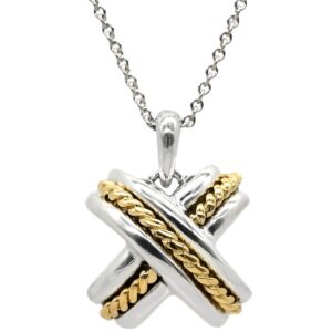 ティファニー Tiffany & Co ネックレス シグネチャー イエローゴールド×シルバー Au750 18K YG AG925 コンビ 【中古】中古美品