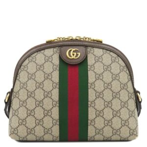 グッチ GUCCI ショルダーバッグ GGショルダーバッグ GGスプリームキャンバス レザー ベージュ×エボニー ゴールド金具 茶 シェリーライン 499621 【箱】 【中古】中古美品