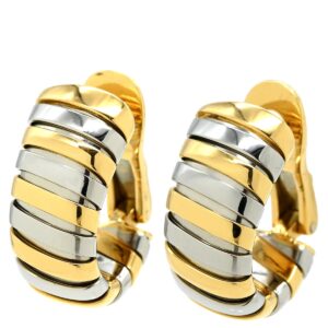 ブルガリ BVLGARI イヤリング トゥボガス フープ イエローゴールド×ステンレスシルバー Au750 18K SS コンビ ツートン クリップ式 ヴィンテージ 【中古】中古美品