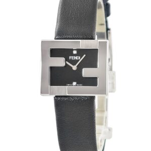 フェンディ FENDI マニア レクタンギュラー F100101001 未使用 ズッカフェイス 純正ダイヤ シルバー 黒 レディース 腕時計クオーツ ブラック 【中古】未使用保管品
