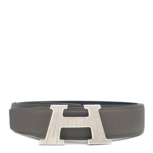 エルメス HERMES ベルト Hテイクオフ トゴ ボックスカーフ エタン×ブラック #80 シルバー金具 Hバックル リバーシブル U 【箱】 【中古】新品同様品
