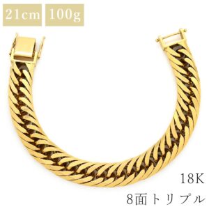 喜平 KIHEI ブレスレット K18 18金 21.5cm 100.6g 8面トリプル K18YG イエローゴールド 特大 造幣局検定マーク ショッピングローン対応していません 【中古】中古品