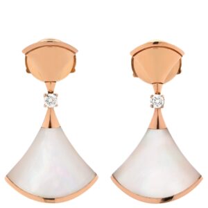 ブルガリ BVLGARI ピアス ディーヴァ ドリーム ホワイト×ピンクゴールド 白 18K 750PG 18金 1Pダイヤ 350740 【中古】中古美品