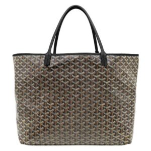 ゴヤール GOYARD トートバッグ サンルイGM PVCコーティングキャンバス ゴヤールディンキャンバス シュヴロッシュカーフスキン ブラック シルバー金具 リバーシブル ヘリンボーン 【中古】中古美品