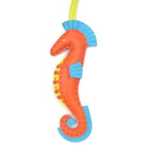 エルメス HERMES バッグチャーム イポ アニョーミロ オレンジポピー×ブルーアズティック×ライム タツノオトシゴ B 【箱】 【中古】未使用保管品