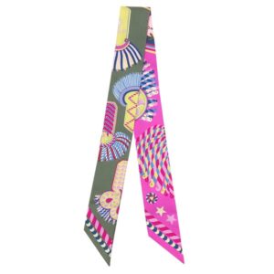 エルメス HERMES スカーフ ツイリー シルク ヴェールアマンド×ピンク×黄 【EPAULETTES DE GALA/式典肩章】 【箱】 【中古】未使用保管品
