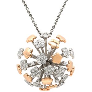 キメント CHIMENTO ネックレス フラワーモチーフ ダイヤ ペンダント ピンクゴールド×ホワイトゴールド 18K 750 PG WG ドーム型 【中古】中古美品