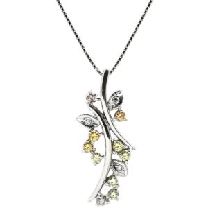 ネックレス ダイヤモンド 0.50ct ペンダント ホワイトゴールド 750 18K WG 花 枝 フラワーモチーフ 【中古】中古美品
