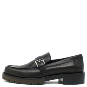 エルメス HERMES ローファー シングル モンクストラップ モカシン レザー ブラック #40.5 シルバー金具 黒 ビジネスシューズ ドレスシューズ ソルド品 【保存袋】 【中古】