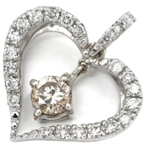 ペンダントトップ ハートモチーフ ダイヤ 0.24ct ホワイトゴールド 1Pダイヤ 1石 1粒 メレダイヤ ネックレストップ 【中古】中古美品