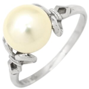 ミキモト MIKIMOTO リング 指輪 パール ダイヤ デザインリング パールホワイト×ホワイトゴールド TASAKI 真珠 1P 1粒 14K 14金 Au585 WG 11.5号 【中古】中古品
