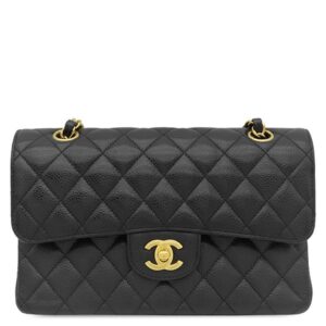 シャネル CHANEL ショルダーバッグ マトラッセ23 ダブルフラップ キャビアスキン ブラック ゴールド金具 チェーンショルダー A01113 29****** 【中古】中古美品
