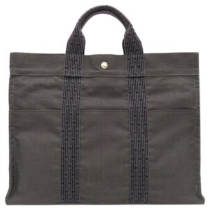 エルメス HERMES トートバッグ エールライントート MM キャンバス グレー シルバー金具 鍵・カデナ欠品 【中古】