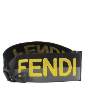 フェンディ FENDI ショルダーストラップ ストラップユー キャンバス レザー ブラック×グレー×イエロー ブラック金具 バイカラー ロゴ 8AV397 【保存袋】 【中古】中古美品
