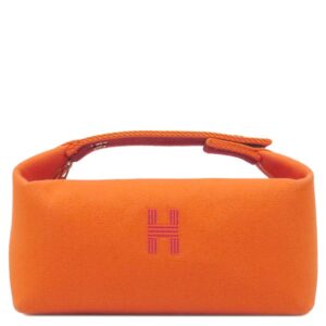 エルメス HERMES ポーチ ブリッド ア ブラック PM コットンキャンバス オランジュフー シルバー金具 バニティ Hロゴ バス用ポーチ 【中古】