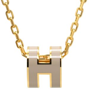エルメス HERMES ネックレス ポップアッシュ ミニ ペンダント GP ラッカー マロングラッセ×ゴールド Hモチーフ 【箱】 【中古】