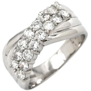 リング 指輪 ダイヤモンド 1.0ct プラチナシルバー プラチナ Pt850 クロス ウェーブデザイン クロスアーム 12.5号 【中古】中古品