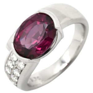 タサキ TASAKI リング 指輪 ロードライトガーネット ダイヤモンド ワインレッド×プラチナシルバー TASAKI プラチナ Pt900 大粒 オーバル 12号 【中古】中古品