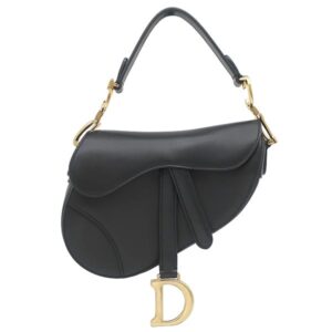クリスチャン・ディオール Christian Dior 2WAYバッグ サドルバッグ ミニ レザー ブラック ゴールド金具 黒 ハンドバッグ ショルダー 【中古】中古美品