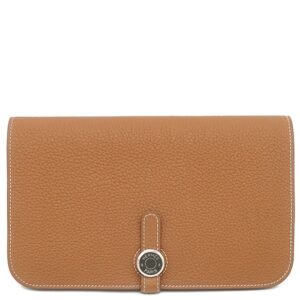 エルメス HERMES 長財布 ドゴンデュオ ドゴンGM トゴ ゴールド シルバー金具 茶 二つ折り財布 2024年製 W 【箱】 【中古】未使用保管品