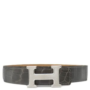 エルメス HERMES ベルト コンスタンスH ポロサス グラファイト #110 シルバー金具 クロコ Hバックル □K刻印 【中古】