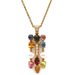 ブルガリ BVLGARI ネックレス アレグラ マルチカラー イエローゴールドXマルチカラー パール ダイヤ ペンダント 18K 750YG 【箱】 【中古】