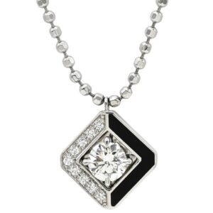 カルティエ Cartier ネックレス ガラントリー ドゥ カルティエ ホワイトゴールド×ブラック Cartier 18K ダイヤ パヴェ ブラックラッカー 【保証書】 【中古】