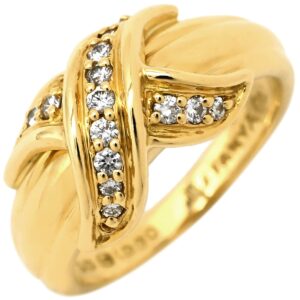 ティファニー Tiffany & Co リング 指輪 シグネチャー ダイヤ イエローゴールド T＆Co. 750 18K 18金 YG クロス 10号 【中古】中古美品