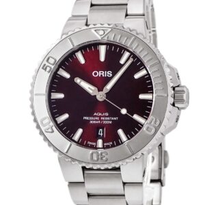 オリス ORIS アクイス デイト レリーフ 01 733 7766 4158 チェリー レッド 逆回転防止ベゼル メンズ 腕時計自動巻き レッド 【中古】中古美品