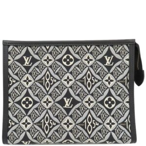 【SALE】 ルイヴィトン LOUIS VUITTON クラッチバッグ ポッシュ トワレ 26 モノグラムジャカード モノグラムジャカード ゴールド金具 黒 アイボリー グレー ポーチ セカンドバッグ M80074 FO4270 【中古】