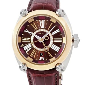 セイコー SEIKO ガランテ SBLM006 8L36-00D0 K18YG×SS コンビ 純正ダイヤ GMT デイト バーガンディ 限定 メンズ 腕時計自動巻き レッド 【中古】中古美品