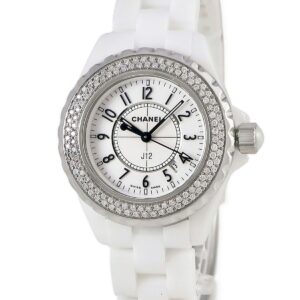 シャネル CHANEL J12 33mm H0968 ダイヤ ホワイトセラミック 白 デイト アラビア レディース 腕時計クオーツ ホワイト 【中古】
